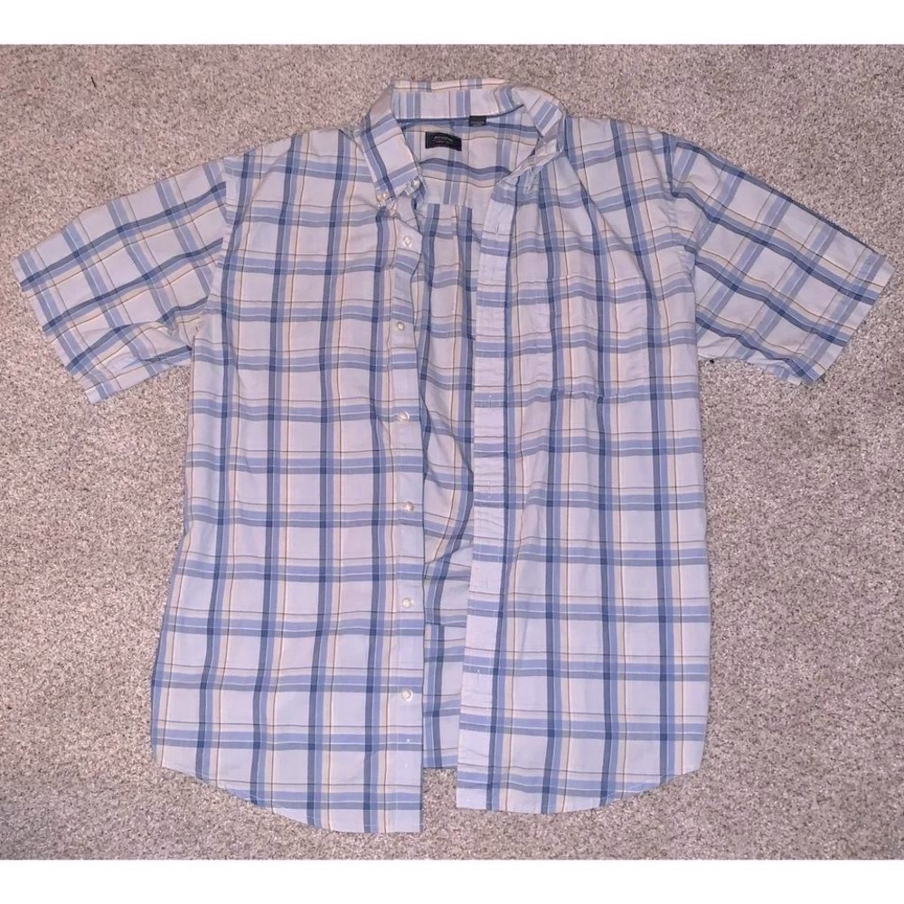 Short Sleeve Plaid Button-Down, Small
